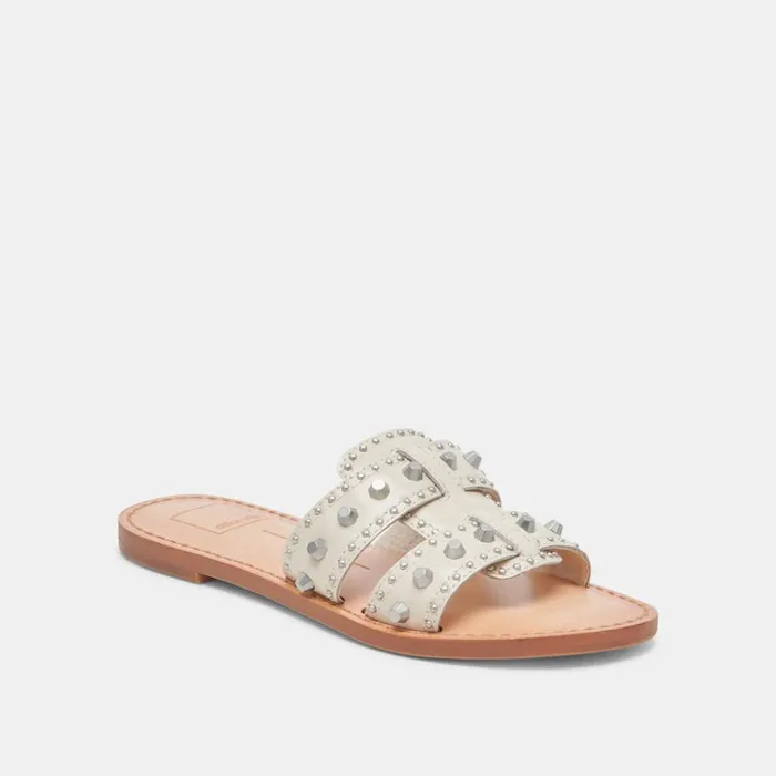 Sandals Women Dolce Vita Wesla Stud Sandals Ivory Crinkle Patent