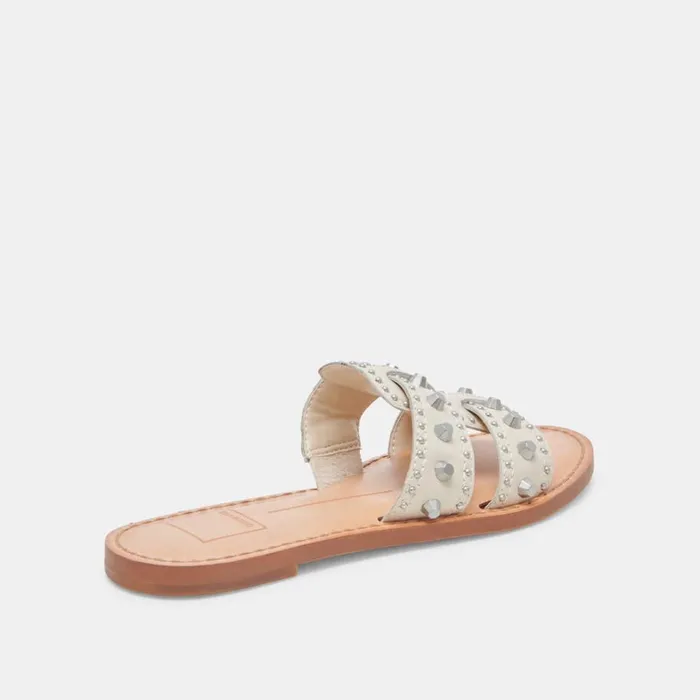 Sandals Women Dolce Vita Wesla Stud Sandals Ivory Crinkle Patent
