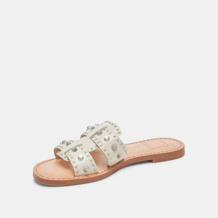 Sandals Women Dolce Vita Wesla Stud Sandals Ivory Crinkle Patent