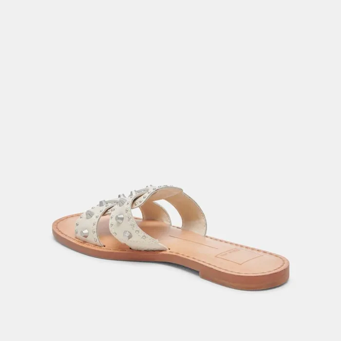 Sandals Women Dolce Vita Wesla Stud Sandals Ivory Crinkle Patent