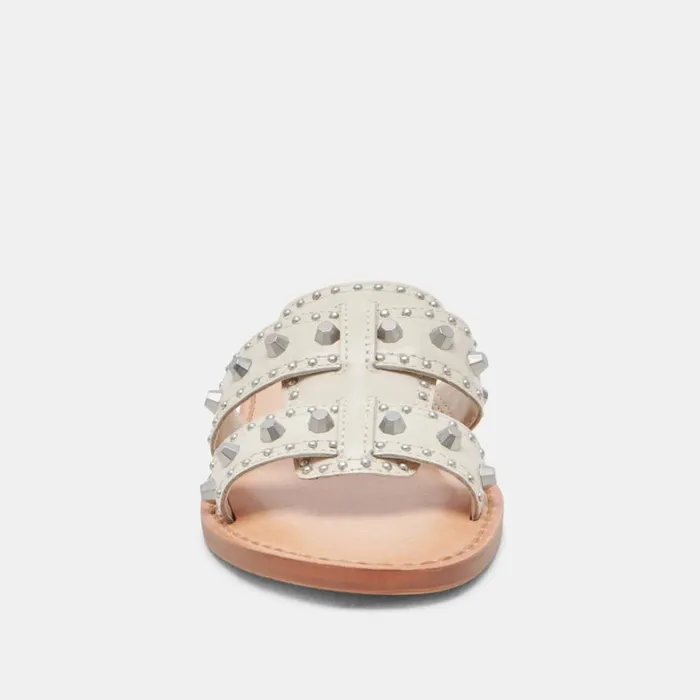 Sandals Women Dolce Vita Wesla Stud Sandals Ivory Crinkle Patent