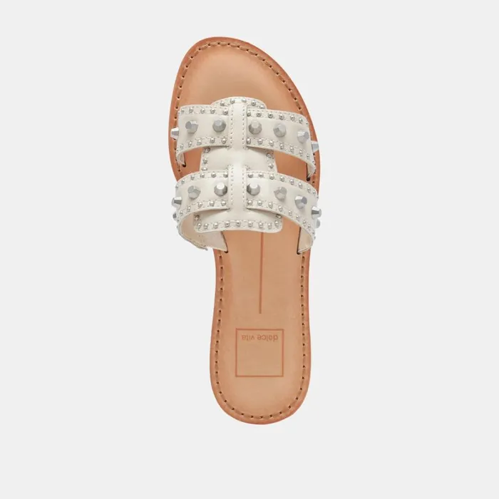 Sandals Women Dolce Vita Wesla Stud Sandals Ivory Crinkle Patent