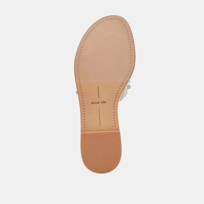 Sandals Women Dolce Vita Wesla Stud Sandals Ivory Crinkle Patent