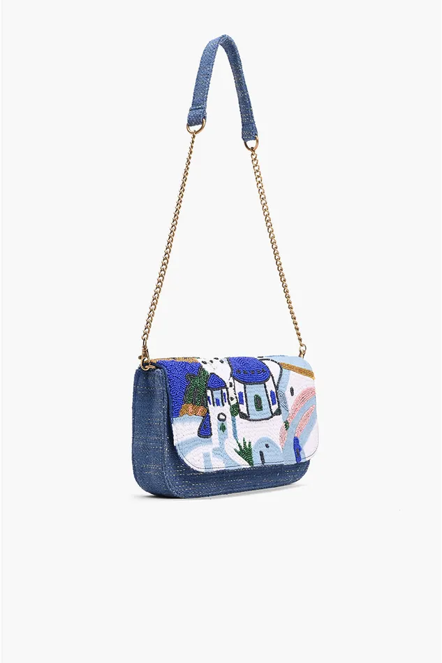 Santorini Sky Embellished Shoulder Bag Santorini Sky Embellished Shoulder Bag