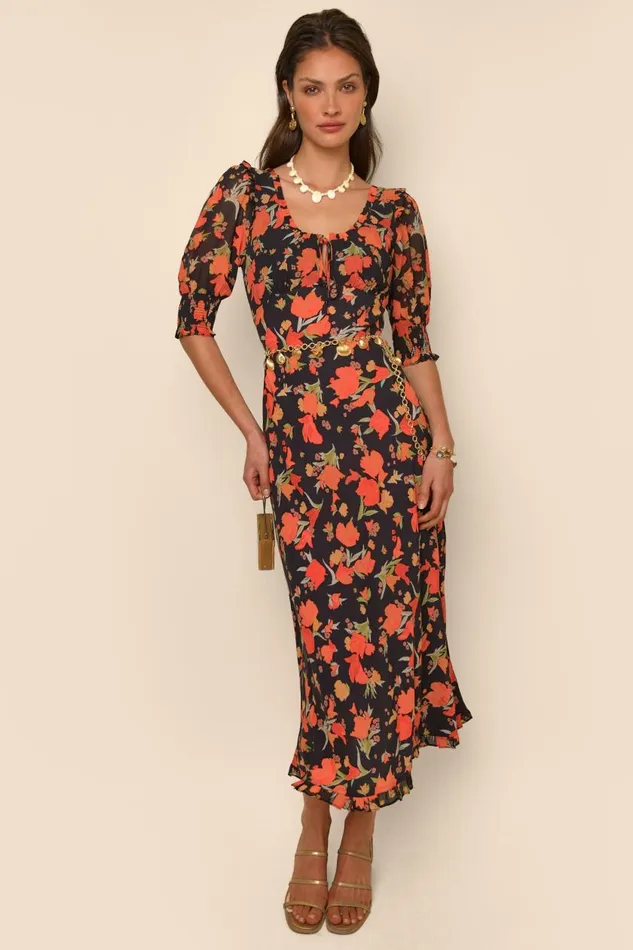 Sathya Havana Floral Black Women RIXO Dresses