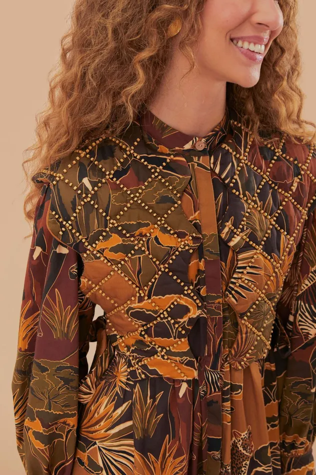 Savana Dream Caramel Matelasse Yoke Mini Dress Women FARM Rio Mini Dresses Savana Dream Caramel Matelasse Yoke Mini Dress Women FARM Rio Mini Dresses