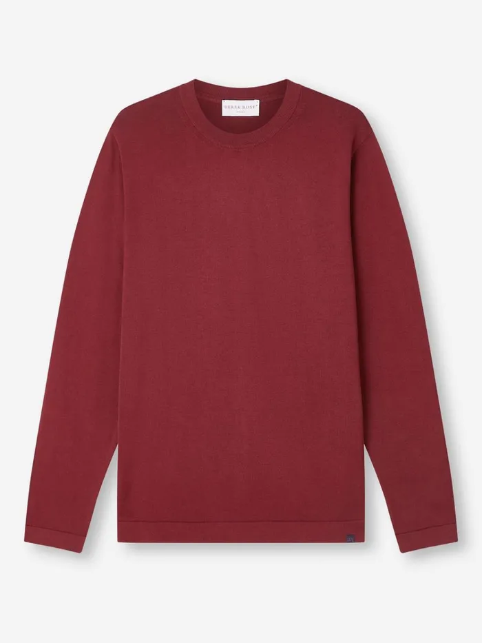 Sea Island Cotton Sweaters Men Derek Rose Sweater Jacob Sea Island Cotton Burgundy