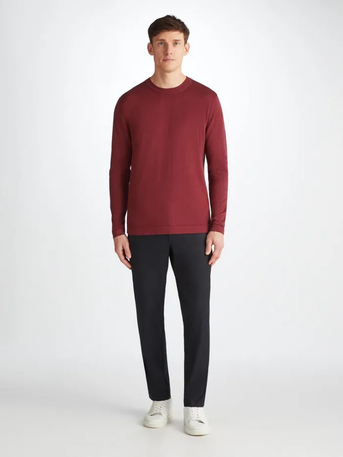Sea Island Cotton Sweaters Men Derek Rose Sweater Jacob Sea Island Cotton Burgundy