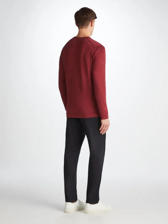 Sea Island Cotton Sweaters Men Derek Rose Sweater Jacob Sea Island Cotton Burgundy