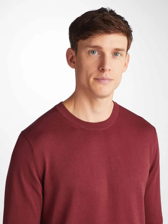 Sea Island Cotton Sweaters Men Derek Rose Sweater Jacob Sea Island Cotton Burgundy