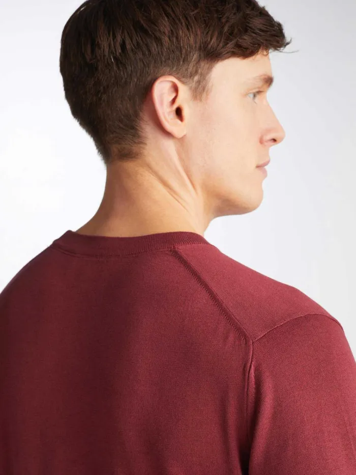 Sea Island Cotton Sweaters Men Derek Rose Sweater Jacob Sea Island Cotton Burgundy