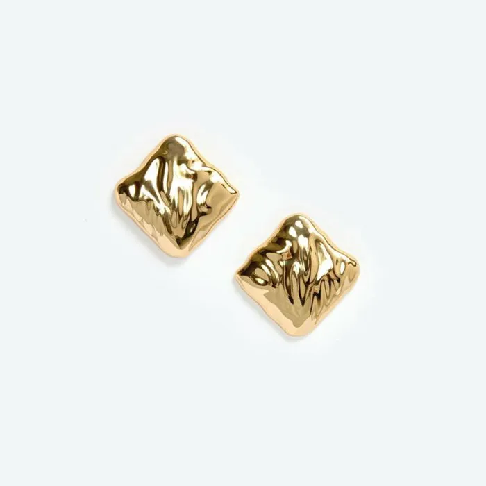 Self Portrait Accessories Textured Gold Square Earrings 8211 Women
