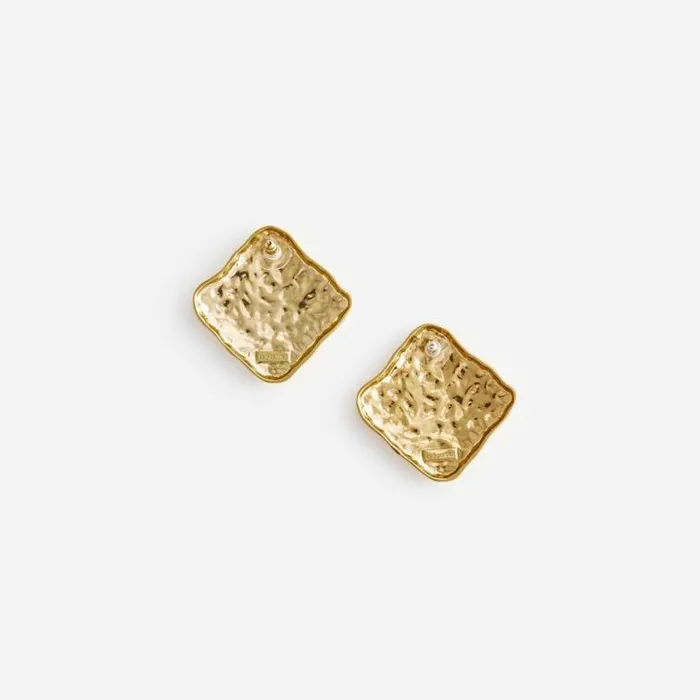 Self Portrait Accessories Textured Gold Square Earrings 8211 Women