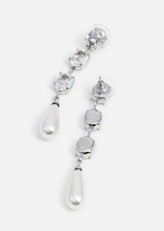 Self Portrait Accessories Tiered Crystal Pearl Droplet Earrings 8211 Women