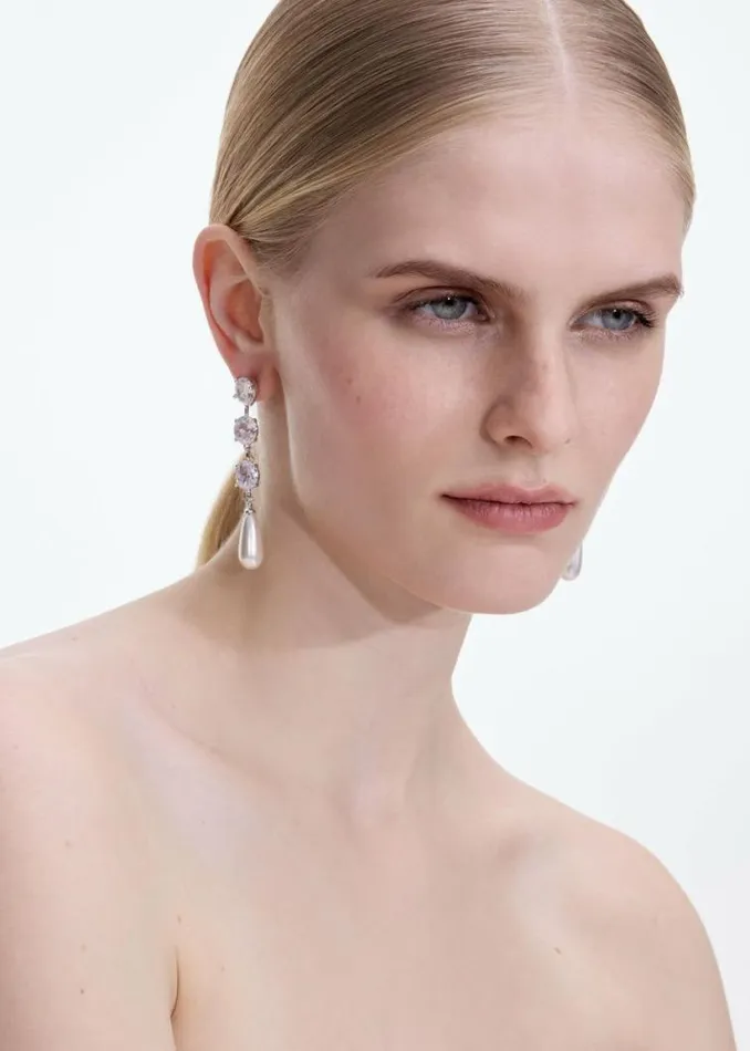 Self Portrait Accessories Tiered Crystal Pearl Droplet Earrings 8211 Women