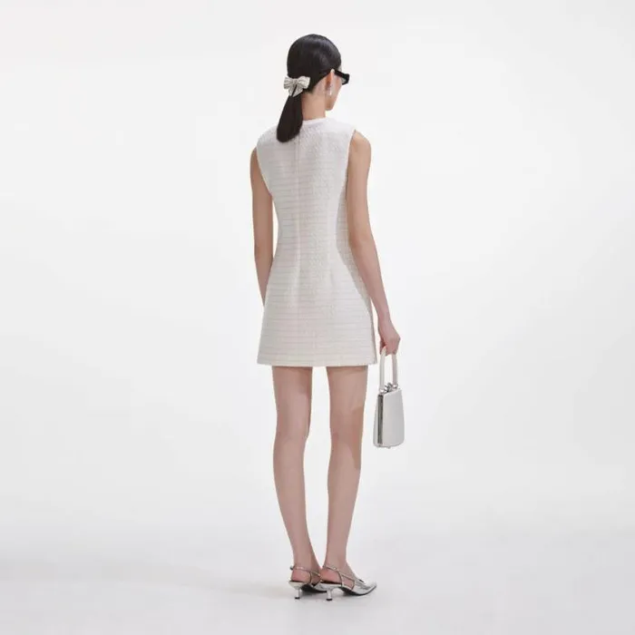 Self Portrait Bridal Cream Boucle Bow Mini Dress 8211 Women
