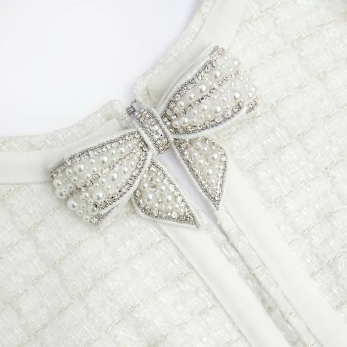 Self Portrait Bridal Cream Boucle Bow Mini Dress 8211 Women