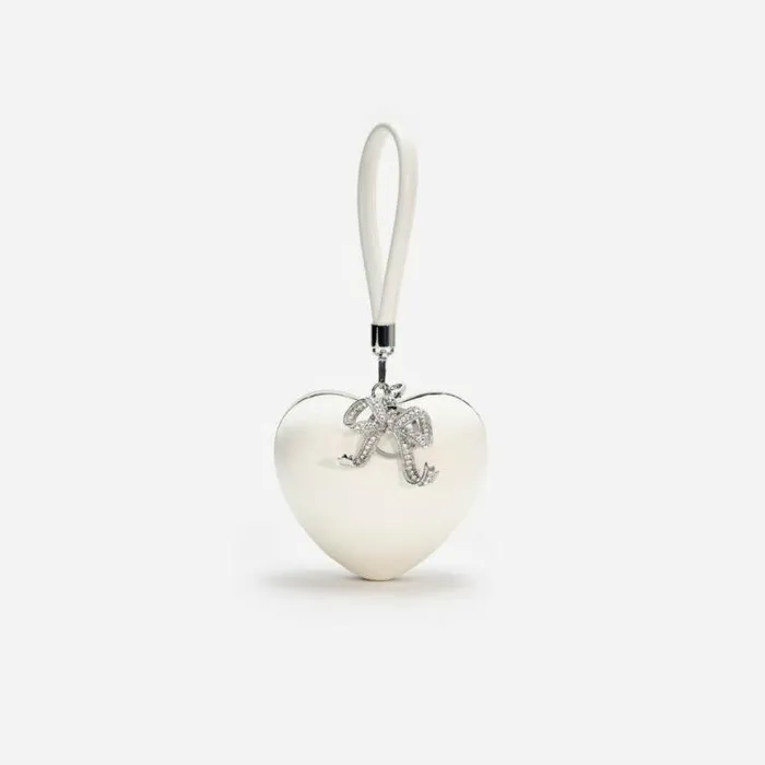Self Portrait Bridal Cream Satin Top Handle Heart Clutch 8211 Women