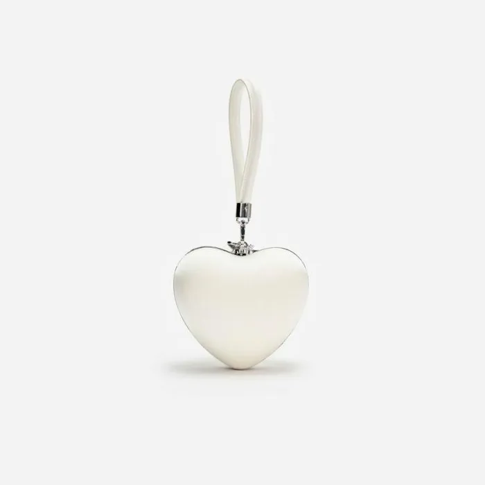 Self Portrait Bridal Cream Satin Top Handle Heart Clutch 8211 Women