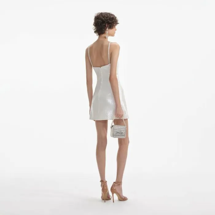 Self Portrait Bridal Cream Sequin Halter Mini Dress 8211 Women