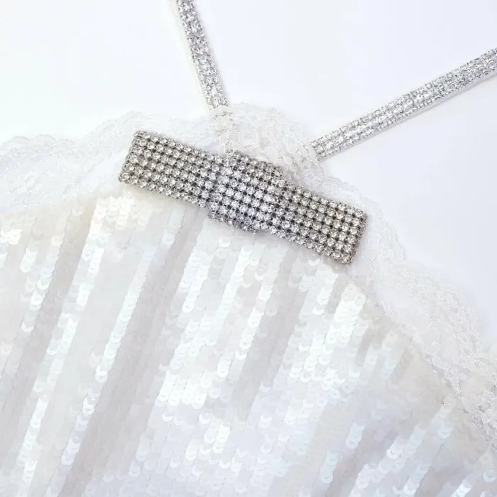 Self Portrait Bridal Cream Sequin Halter Mini Dress 8211 Women