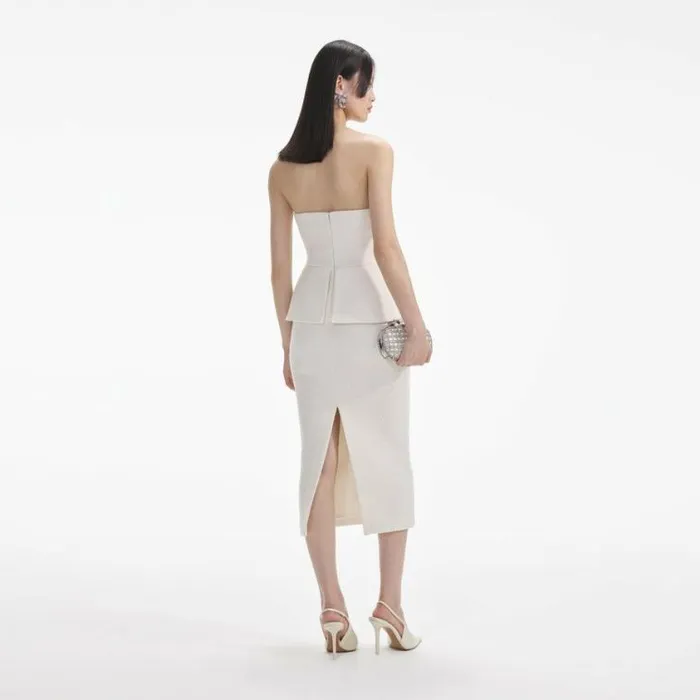 Self Portrait Bridal Cream Tinsel Boucle Bandeau Midi Dress 8211 Women