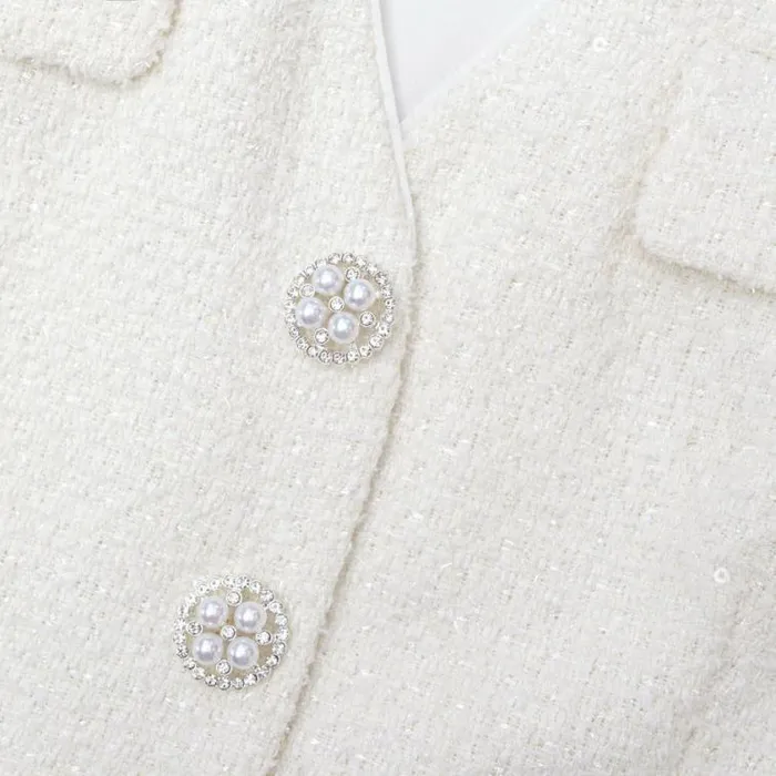 Self Portrait Bridal Cream Tinsel Boucle Buttoned Midi Dress 8211 Women