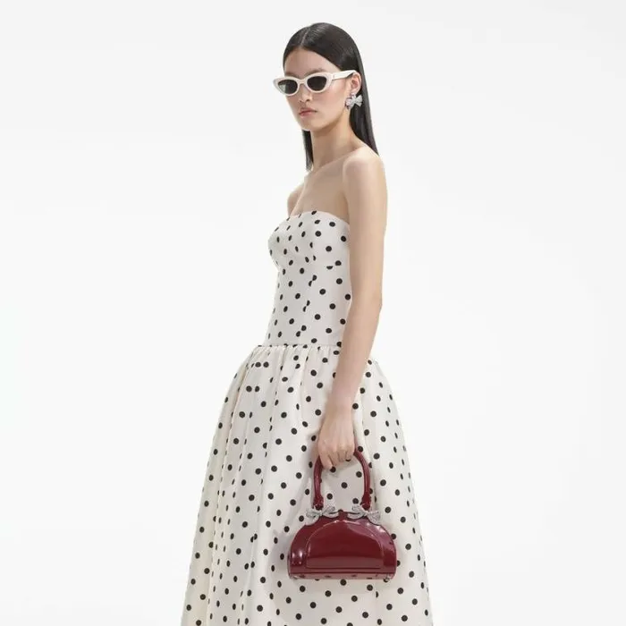 Self Portrait Bridesmaid Cream Polka Dot Taffeta Midi Dress 8211 Women
