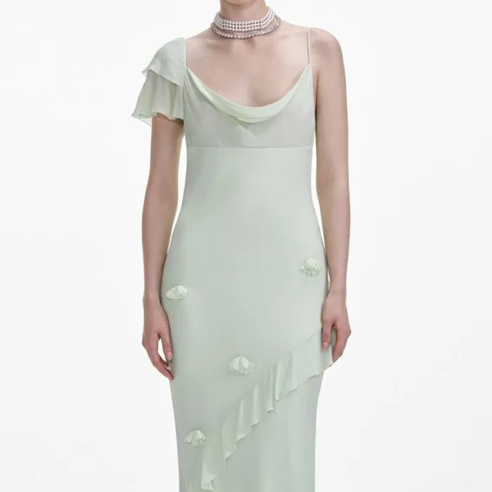 Self Portrait Bridesmaid Mint Georgette Flower Maxi Dress 8211 Women