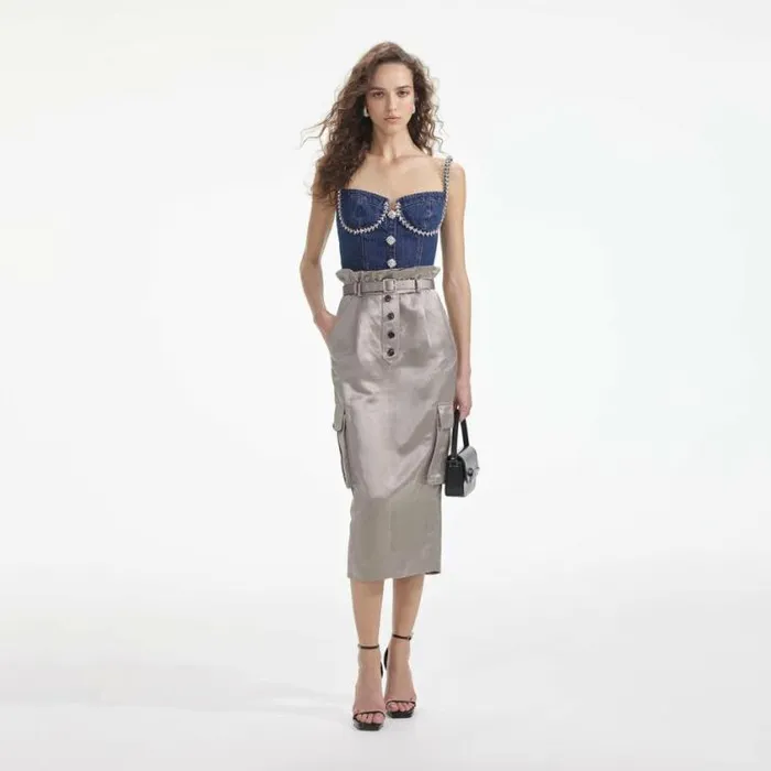 Self Portrait Denim Diamante Denim Top 8211 Women
