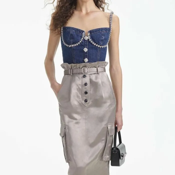 Self Portrait Denim Diamante Denim Top 8211 Women
