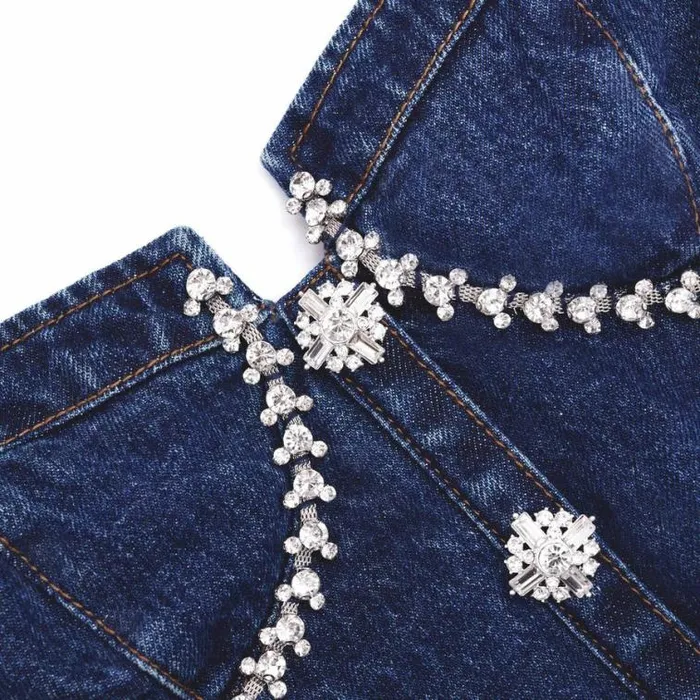 Self Portrait Denim Diamante Denim Top 8211 Women