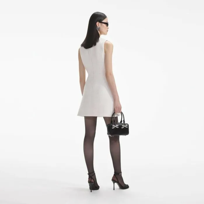 Self Portrait Dresses Cream Tinsel Boucle Buttoned Mini Dress 8211 Women