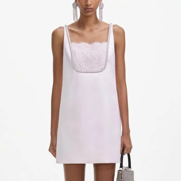 Self Portrait Dresses Pink Satin Mini Dress 8211 Women