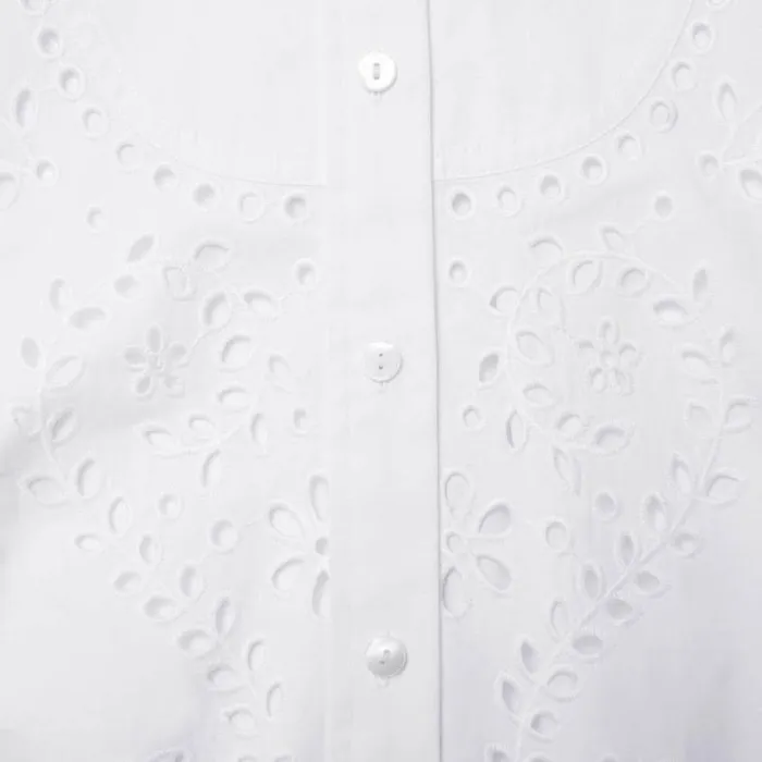 Self Portrait Dresses White Cotton Embroidered Shirt Dress 8211 Women