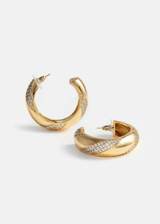 Self Portrait Earrings Gold And Crystal Hoop Earrings 8211 Women