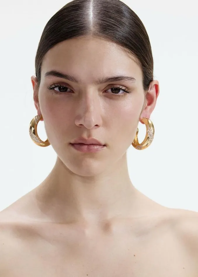 Self Portrait Earrings Gold And Crystal Hoop Earrings 8211 Women