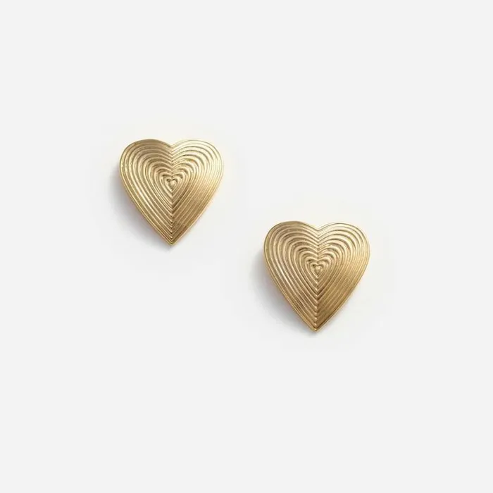 Self Portrait Earrings Gold Heart Ridged Earrings 8211 Women
