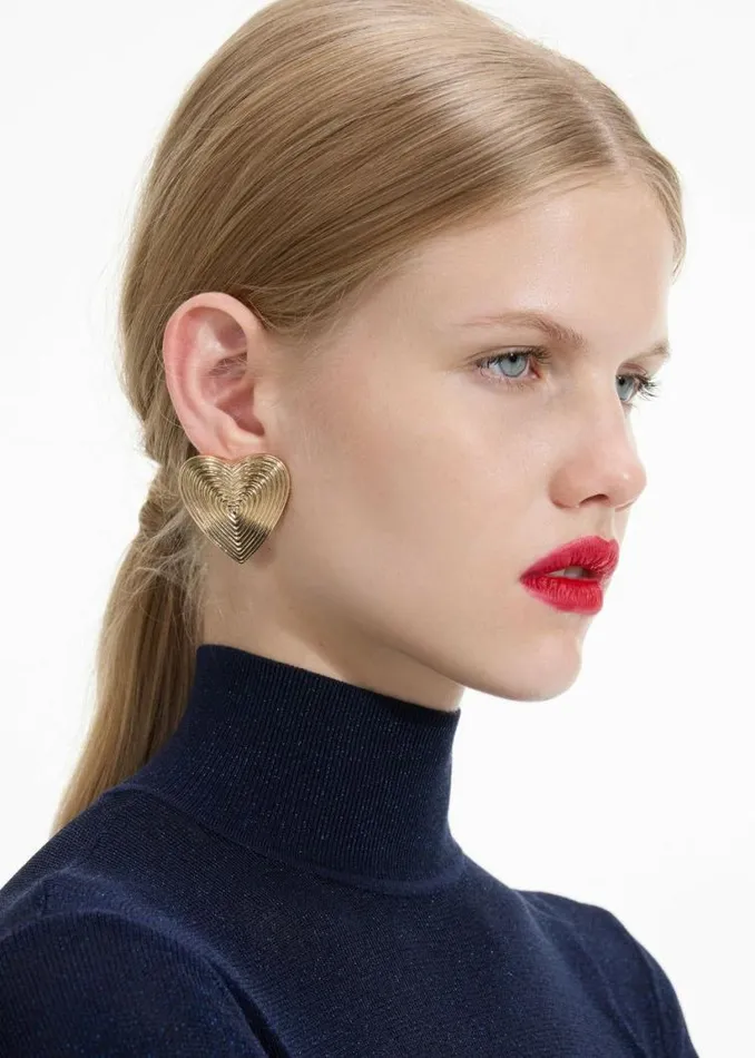 Self Portrait Earrings Gold Heart Ridged Earrings 8211 Women