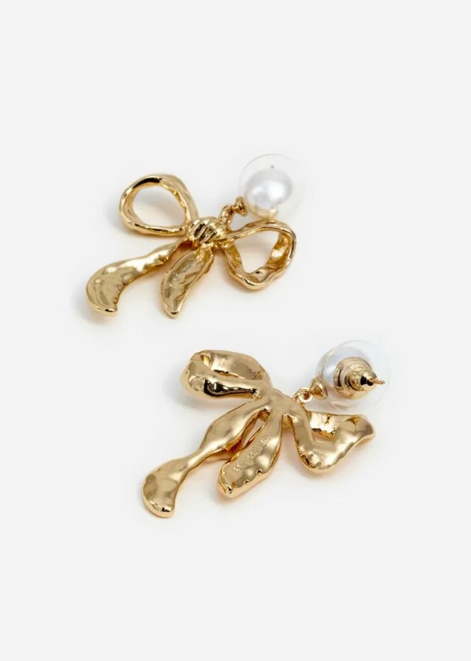 Self Portrait Earrings Mottled Gold Bow Earrings 8211 Women