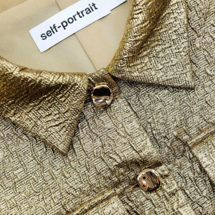 Self Portrait Exclusives Gold Metallic Jacquard Top 8211 Women
