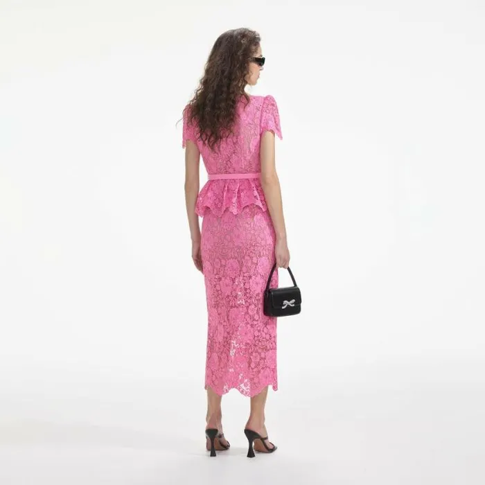 Self Portrait Exclusives Pink Lace Open Neck Top 8211 Women