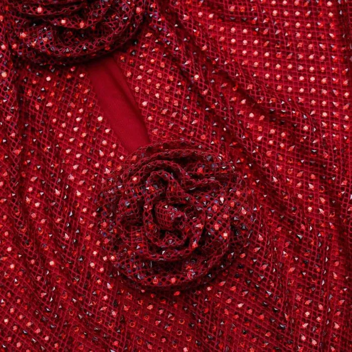 Self Portrait Exclusives Red Rhinestone Fishnet Top 8211 Women