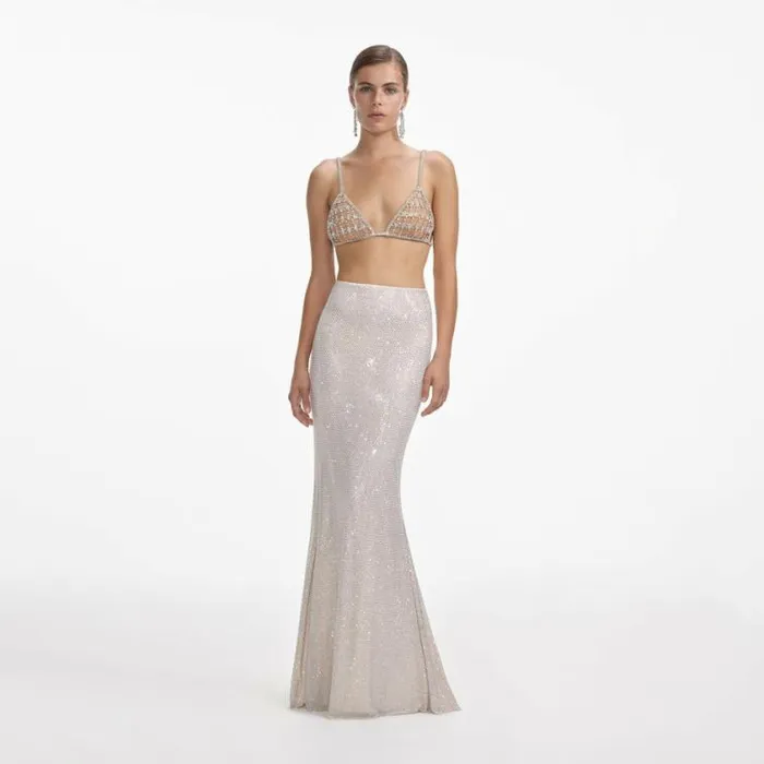 Self Portrait Exclusives Silver Chainmail Bralette 8211 Women