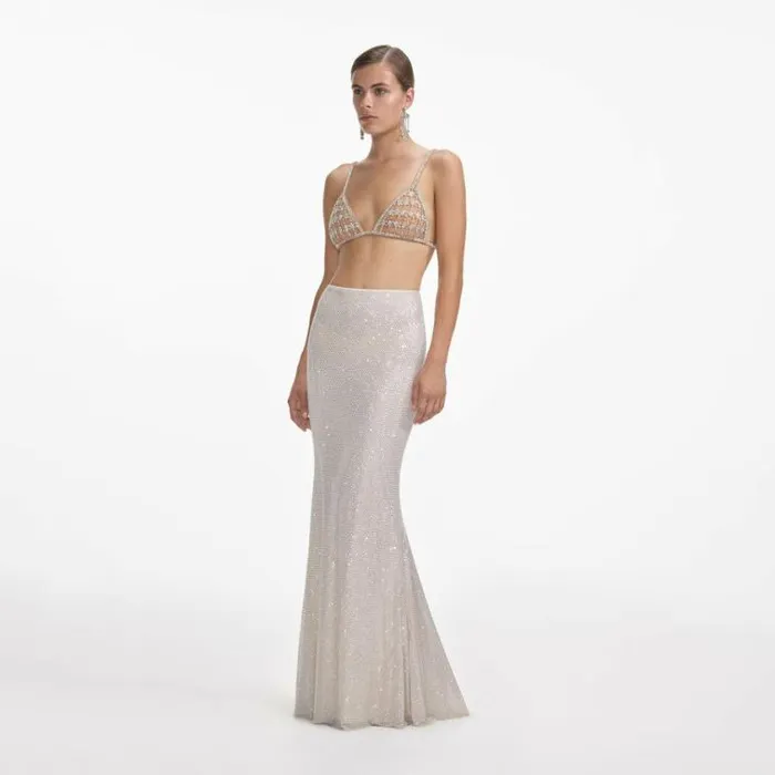 Self Portrait Exclusives Silver Chainmail Bralette 8211 Women