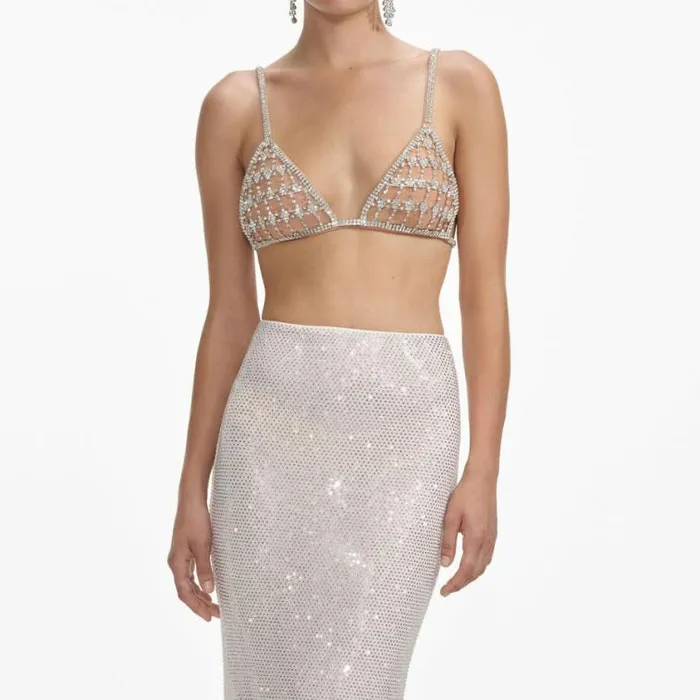 Self Portrait Exclusives Silver Chainmail Bralette 8211 Women