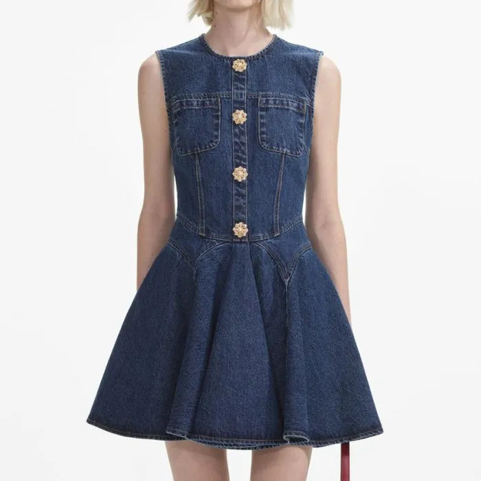 Self Portrait Icons Denim Skater Mini Dress 8211 Women