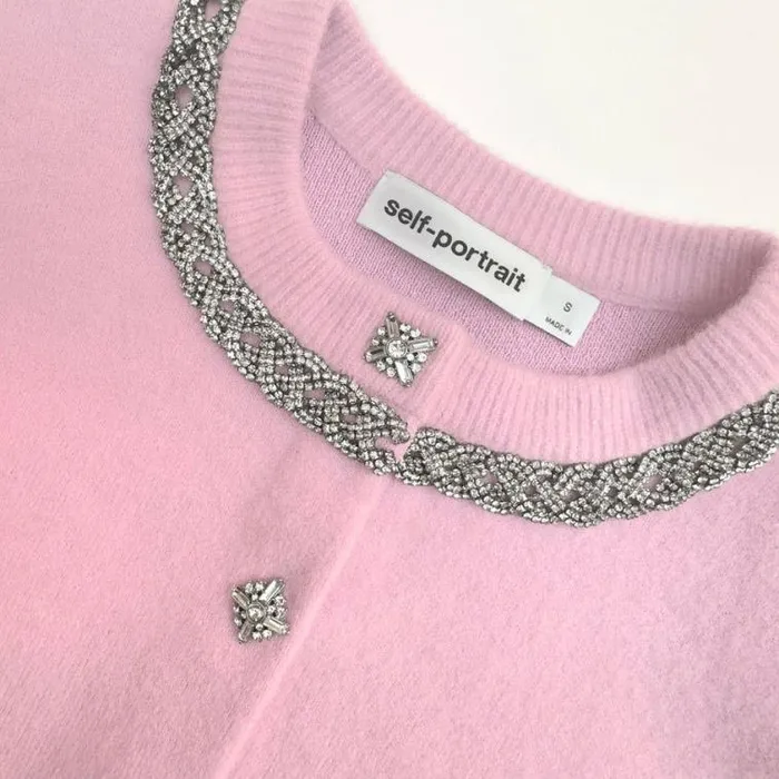 Self Portrait Icons Pink Embellished Cardigan 8211 Women