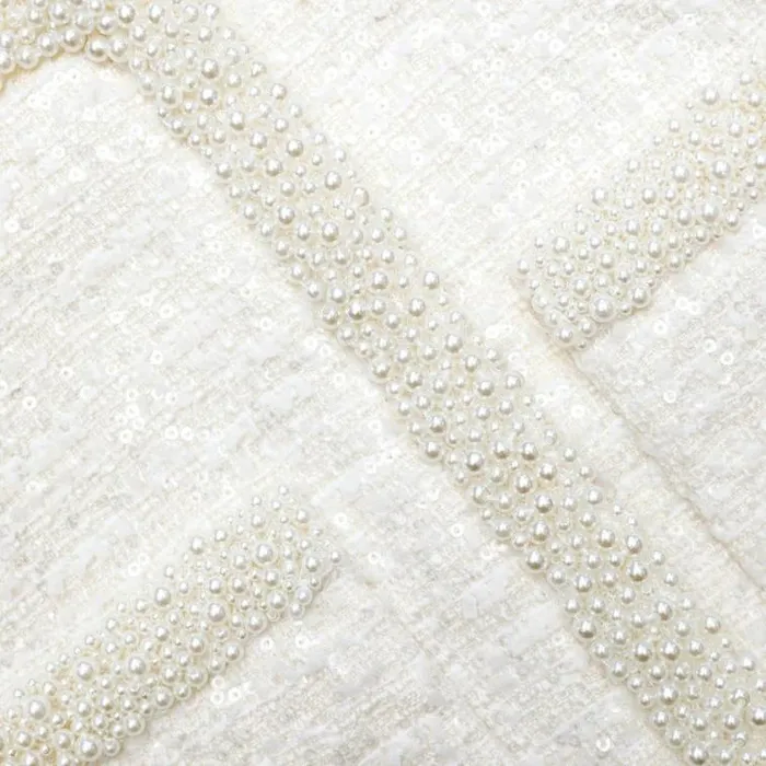 Self Portrait Outerwear Cream Boucle Pearl Trim Jacket 8211 Women