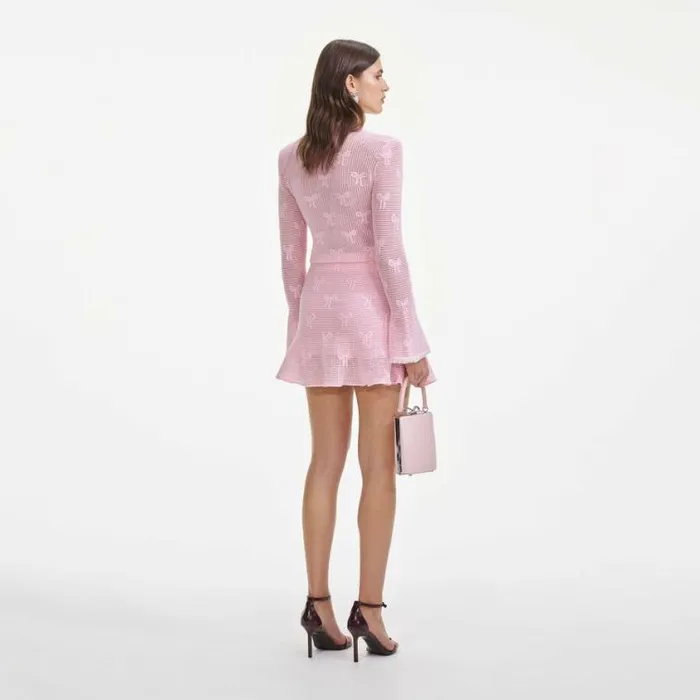 Self Portrait Outerwear Pink Bow Crochet Cardigan 8211 Women